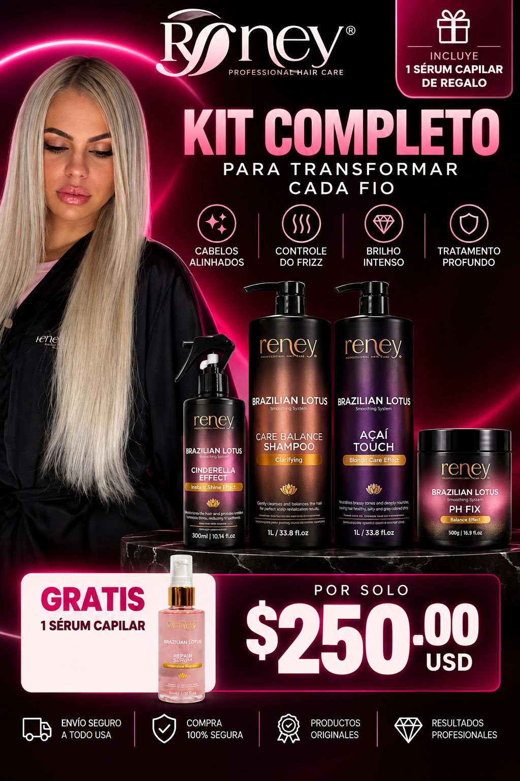 Kit Reney Brazilian Lotus – Tratamiento Completo + Sérum de Regalo