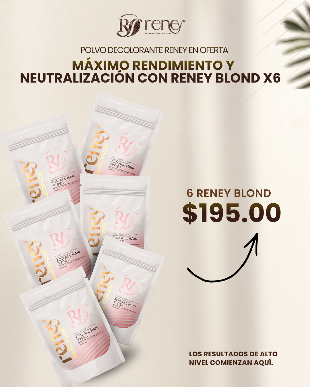 Polvo Decolorante Profesional Reney Blond X6 – Máximo Rendimiento y Neutralización | Pack 6 Unidades