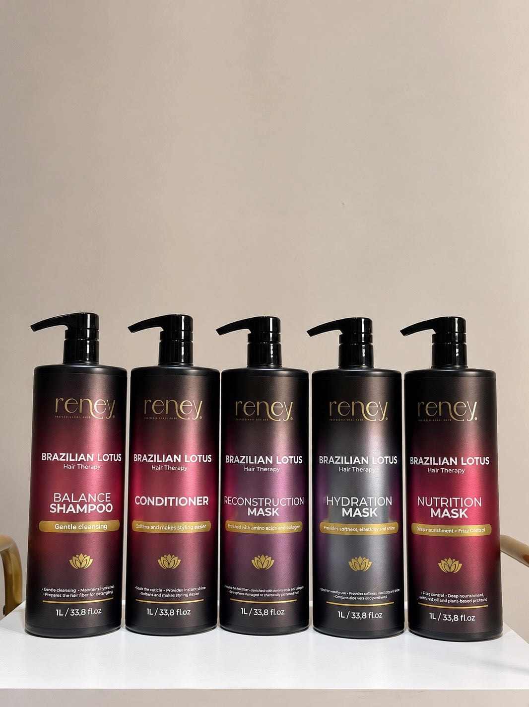 Kit Completo Brazilian Lotus Hair Therapy Reney – 5 Productos Profesionales de 1L