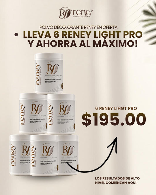Pack x6 Polvo Decolorante Reney Light Pro – Alto Rendimiento con Ahorro