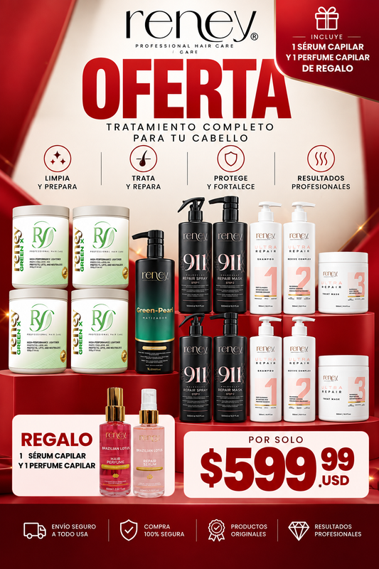 Oferta Reney – Kit Completo de Tratamiento Capilar + 2 Regalos