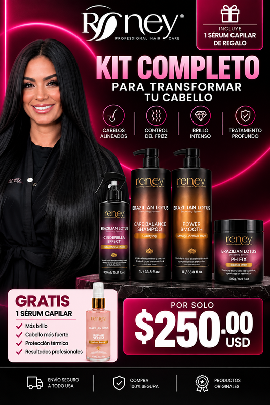 Kit Completo Reney Brazilian Lotus + Sérum Capilar de Regalo