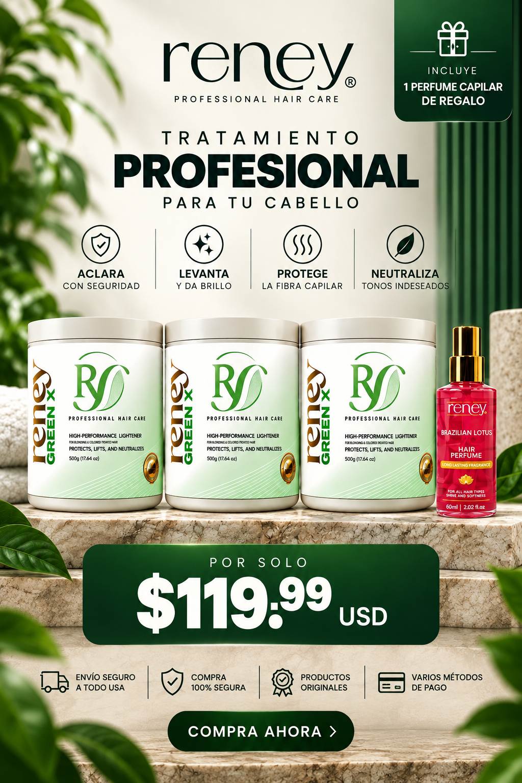 Oferta Especial Reney Green X + Perfume Capilar de Regalo
