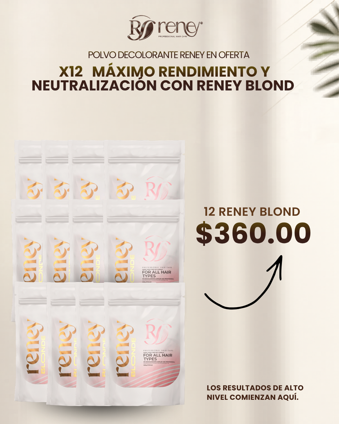 Polvo Decolorante Profesional Reney Blond – Máximo Rendimiento y Neutralización | Pack 12 Unidades