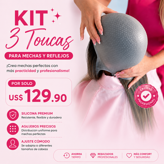 Kit 3 Gorras de SiliconeFlex para Mechas y Reflejos – Profesional